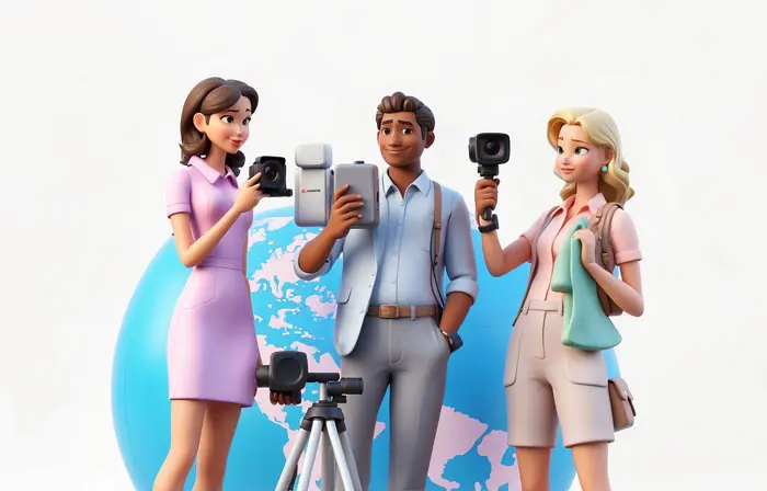 Videographer Professionals Team Scene 3D Graphic Illustration